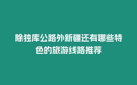 除獨庫公路外新疆還有哪些特色的旅游線路推薦