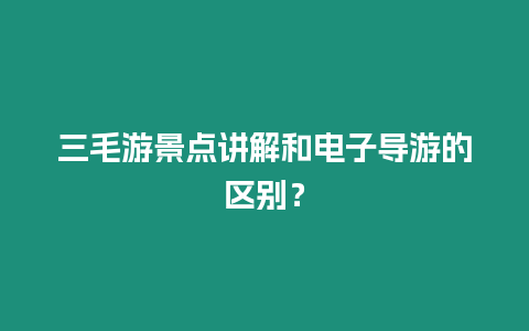 三毛游景點(diǎn)講解和電子導(dǎo)游的區(qū)別？