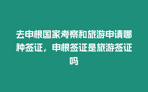 去申根國家考察和旅游申請哪種簽證，申根簽證是旅游簽證嗎