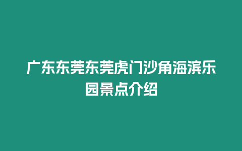 廣東東莞東莞虎門沙角海濱樂園景點介紹