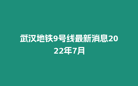 武漢地鐵9號線最新消息2024年7月