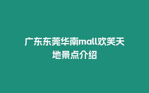 廣東東莞華南mall歡笑天地景點介紹