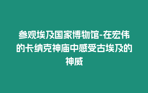 參觀埃及國家博物館-在宏偉的卡納克神廟中感受古埃及的神威