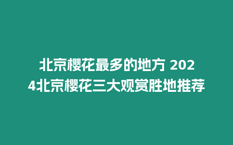 北京櫻花最多的地方 2024北京櫻花三大觀賞勝地推薦