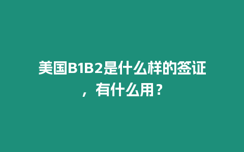 美國B1B2是什么樣的簽證，有什么用？