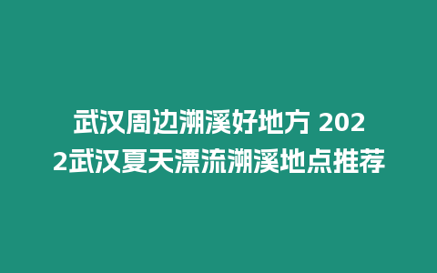 武漢周邊溯溪好地方 2024武漢夏天漂流溯溪地點推薦