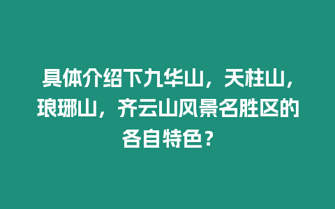 具體介紹下九華山，天柱山，瑯琊山，齊云山風景名勝區的各自特色？