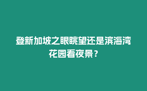 登新加坡之眼眺望還是濱海灣花園看夜景？