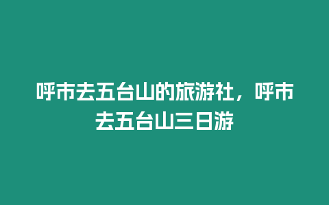 呼市去五臺山的旅游社，呼市去五臺山三日游