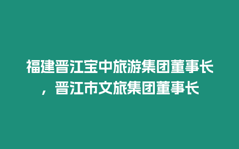 福建晉江寶中旅游集團董事長，晉江市文旅集團董事長