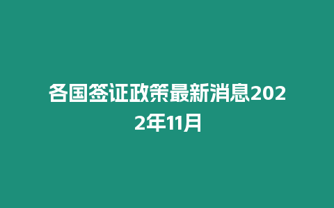 各國簽證政策最新消息2024年11月