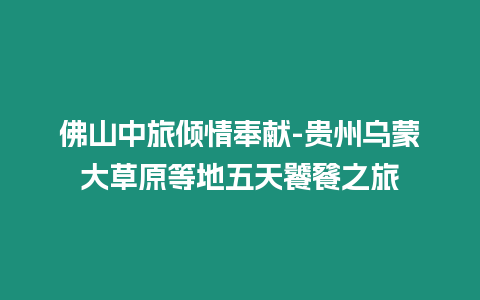 佛山中旅傾情奉獻-貴州烏蒙大草原等地五天饕餮之旅