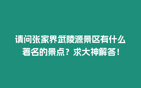 請問張家界武陵源景區有什么著名的景點？求大神解答！