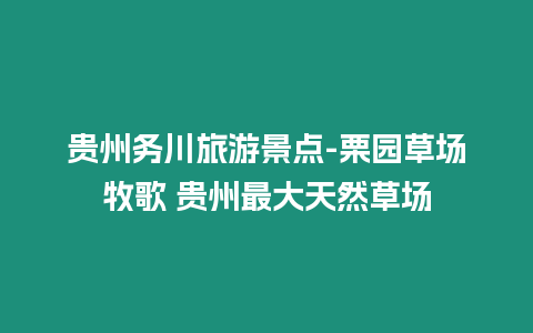 貴州務(wù)川旅游景點(diǎn)-栗園草場牧歌 貴州最大天然草場