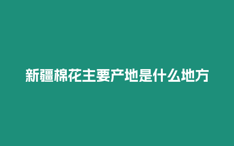 新疆棉花主要產地是什么地方