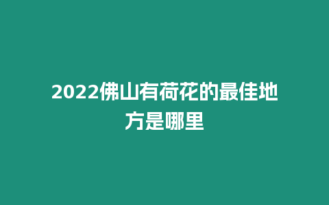 2022佛山有荷花的最佳地方是哪里