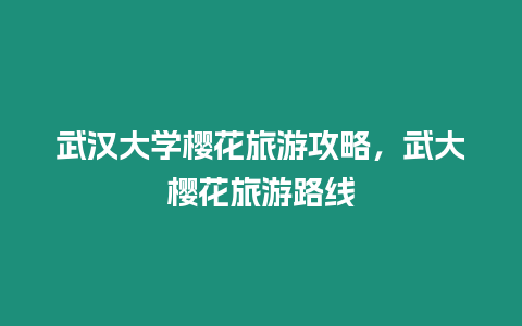 武漢大學櫻花旅游攻略，武大櫻花旅游路線