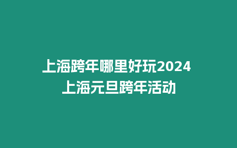 上海跨年哪里好玩2024 上海元旦跨年活動