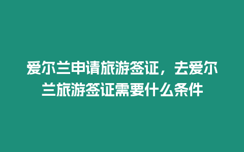 愛爾蘭申請旅游簽證，去愛爾蘭旅游簽證需要什么條件