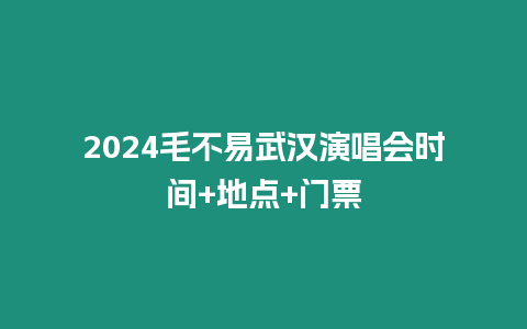 2024毛不易武漢演唱會時間+地點+門票