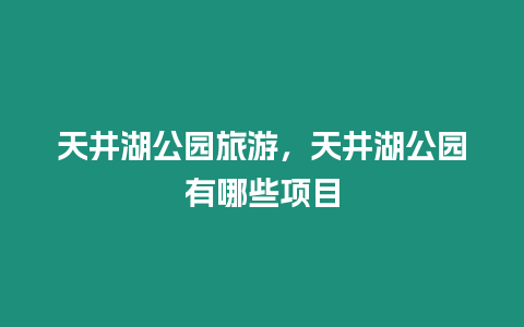 天井湖公園旅游，天井湖公園有哪些項目