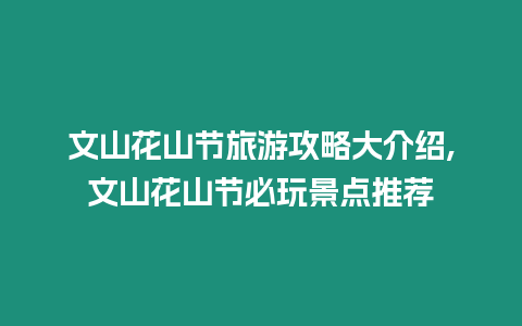 文山花山節旅游攻略大介紹,文山花山節必玩景點推薦