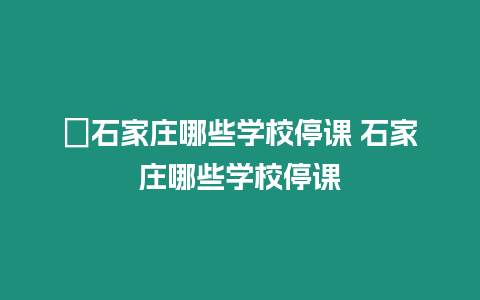 ?石家莊哪些學(xué)校停課 石家莊哪些學(xué)校停課