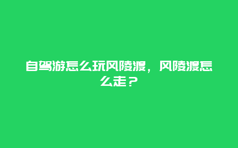 自駕游怎么玩風陵渡，風陵渡怎么走？