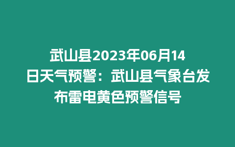 武山縣2023年06月14日天氣預(yù)警：武山縣氣象臺(tái)發(fā)布雷電黃色預(yù)警信號(hào)