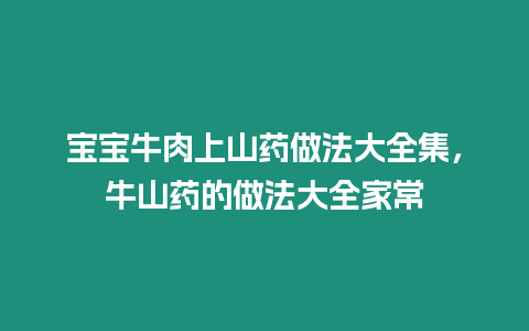 寶寶牛肉上山藥做法大全集，牛山藥的做法大全家常