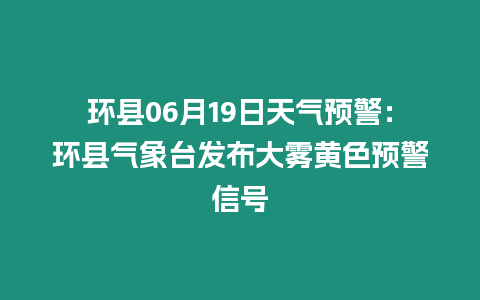 環縣06月19日天氣預警：環縣氣象臺發布大霧黃色預警信號