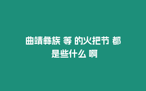 曲靖彝族 等 的火把節 都 是些什么 啊