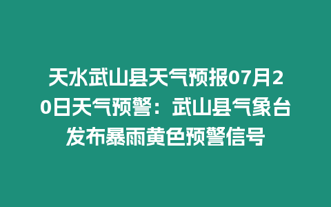 天水武山縣天氣預報07月20日天氣預警：武山縣氣象臺發布暴雨黃色預警信號