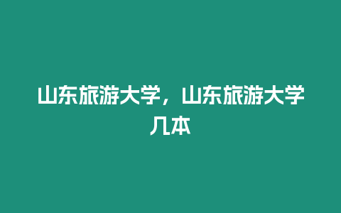 山東旅游大學(xué)，山東旅游大學(xué)幾本