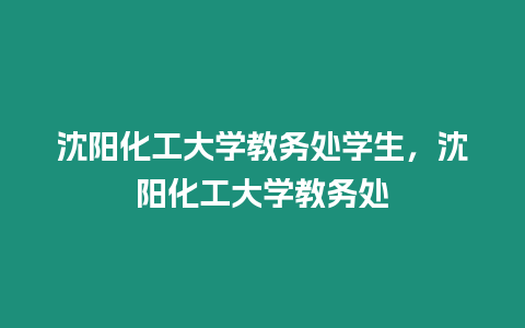 沈陽化工大學教務處學生，沈陽化工大學教務處