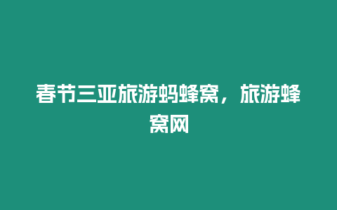 春節(jié)三亞旅游螞蜂窩，旅游蜂窩網(wǎng)