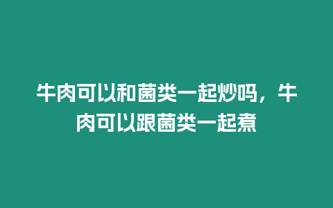 牛肉可以和菌類一起炒嗎，牛肉可以跟菌類一起煮