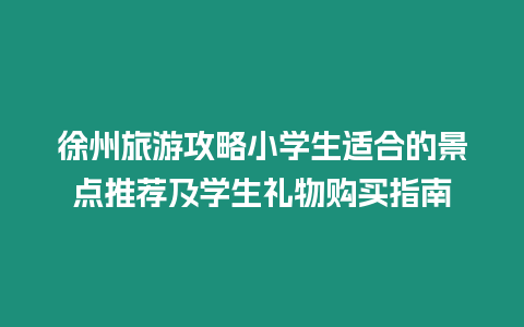 徐州旅游攻略小學生適合的景點推薦及學生禮物購買指南