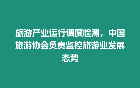 旅游產業運行調度檢測，中國旅游協會負責監控旅游業發展態勢