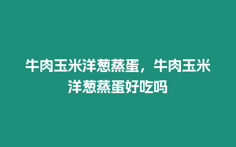 牛肉玉米洋蔥蒸蛋，牛肉玉米洋蔥蒸蛋好吃嗎