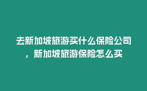 去新加坡旅游買什么保險公司，新加坡旅游保險怎么買