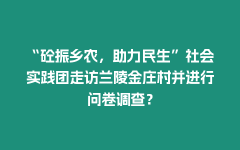 “砼振鄉(xiāng)農(nóng)，助力民生”社會(huì)實(shí)踐團(tuán)走訪蘭陵金莊村并進(jìn)行問(wèn)卷調(diào)查？