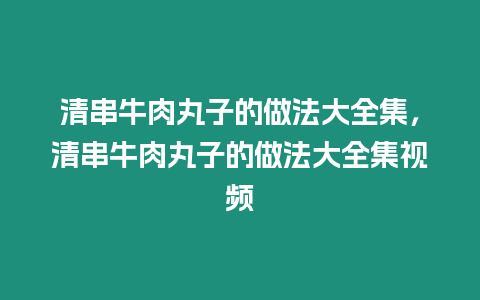 清串牛肉丸子的做法大全集，清串牛肉丸子的做法大全集視頻