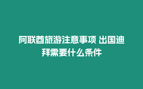 阿聯酋旅游注意事項 出國迪拜需要什么條件