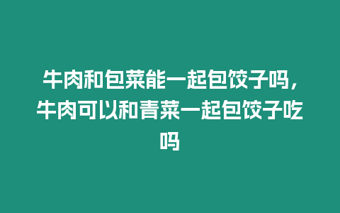 牛肉和包菜能一起包餃子嗎，牛肉可以和青菜一起包餃子吃嗎