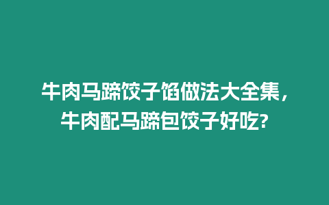 牛肉馬蹄餃子餡做法大全集，牛肉配馬蹄包餃子好吃?