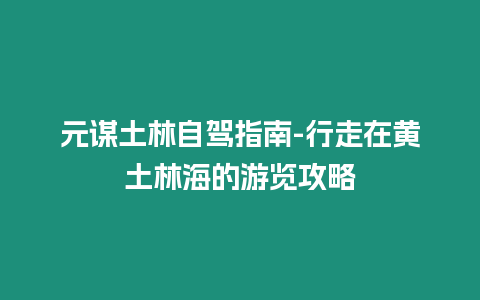 元謀土林自駕指南-行走在黃土林海的游覽攻略