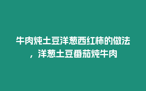 牛肉燉土豆洋蔥西紅柿的做法，洋蔥土豆番茄燉牛肉