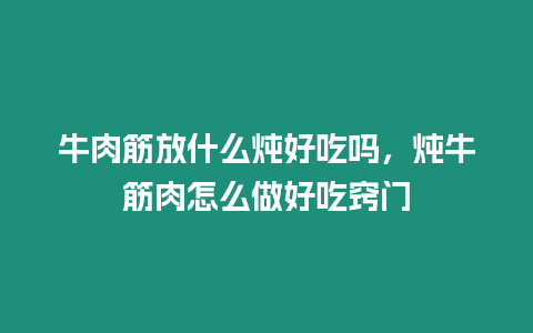 牛肉筋放什么燉好吃嗎，燉牛筋肉怎么做好吃竅門