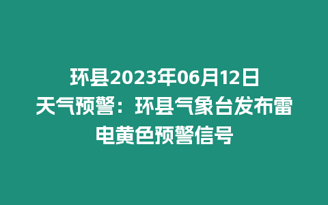 環縣2023年06月12日天氣預警：環縣氣象臺發布雷電黃色預警信號